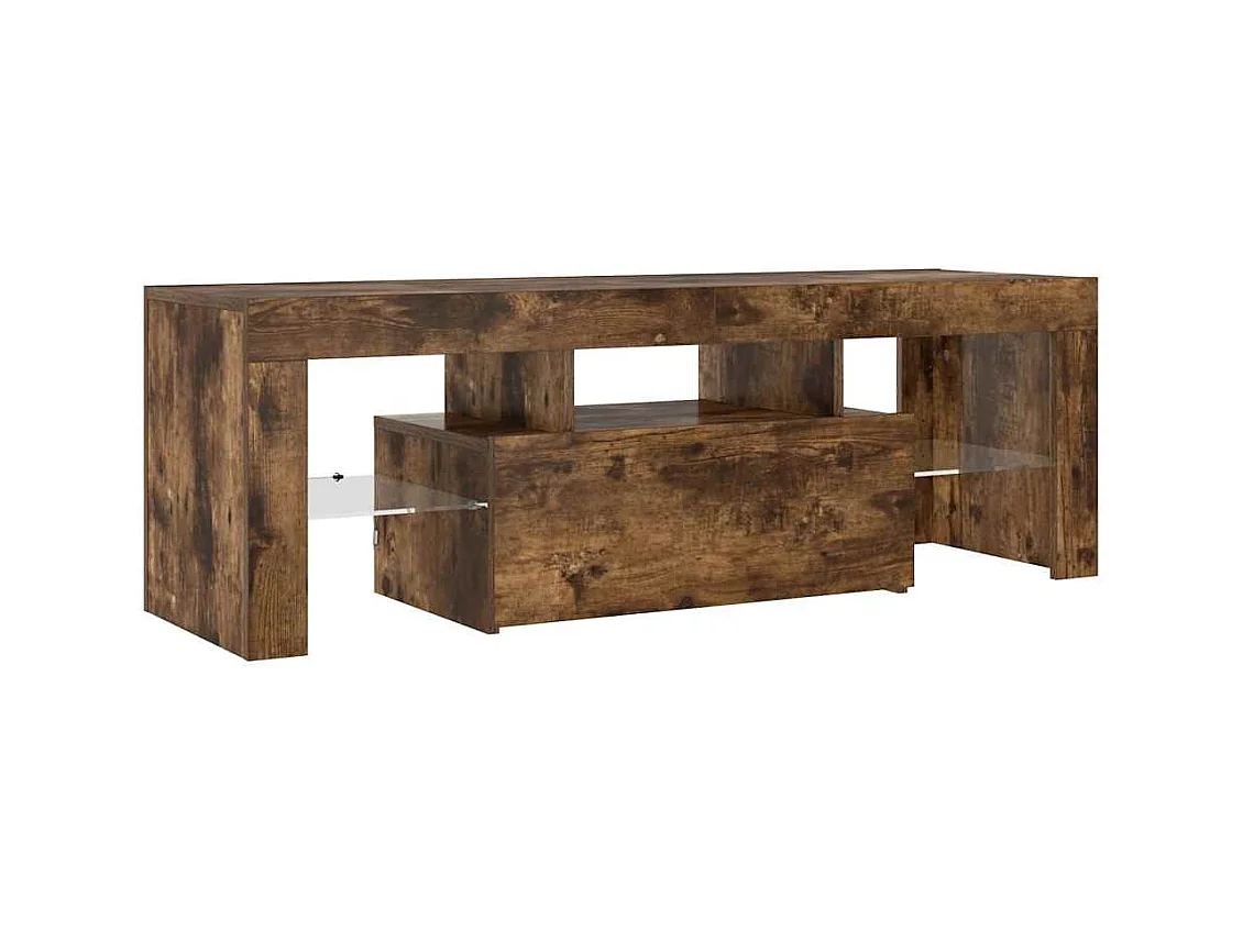 Meuble TV avec lumières LED chêne fumé 120x35x40 cm