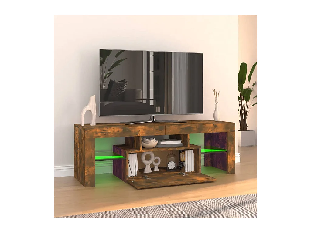 Meuble TV avec lumières LED chêne fumé 120x35x40 cm