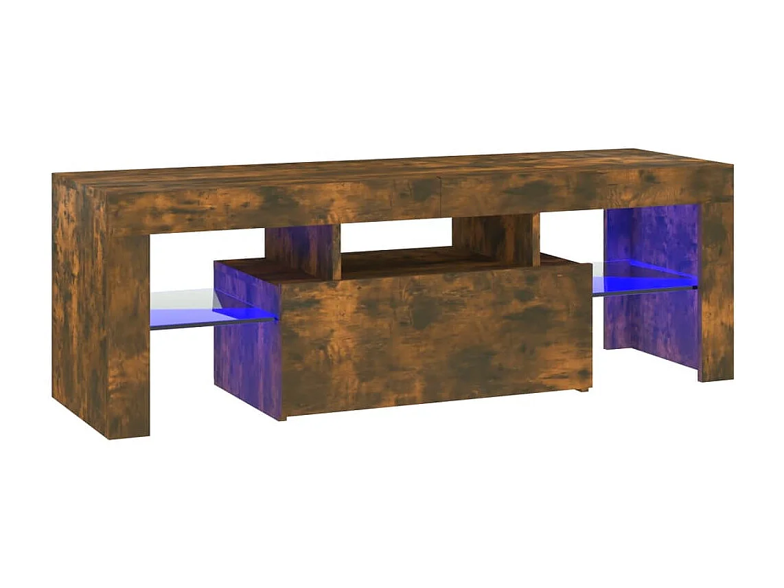 Meuble TV avec lumières LED chêne fumé 120x35x40 cm