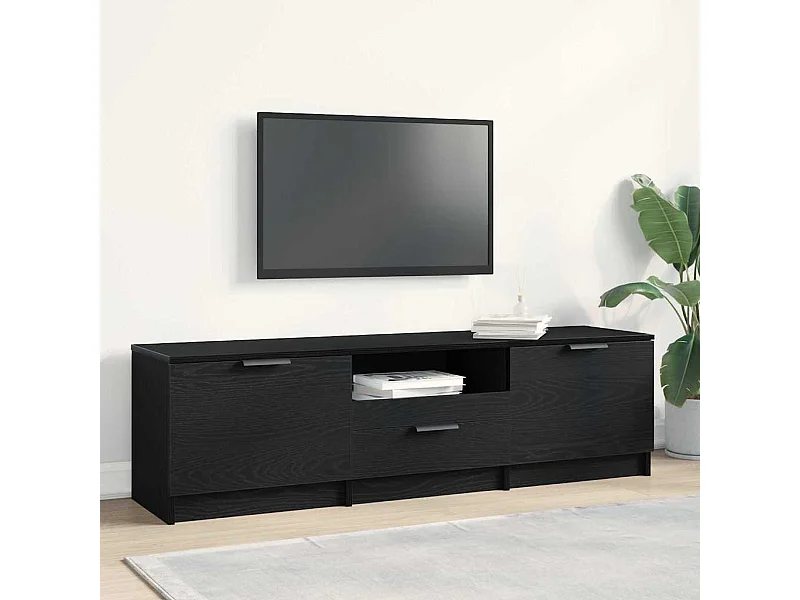 Mobile TV con cassetto Nero 140 x 35 x 40 cm Legno ingegnerizzato