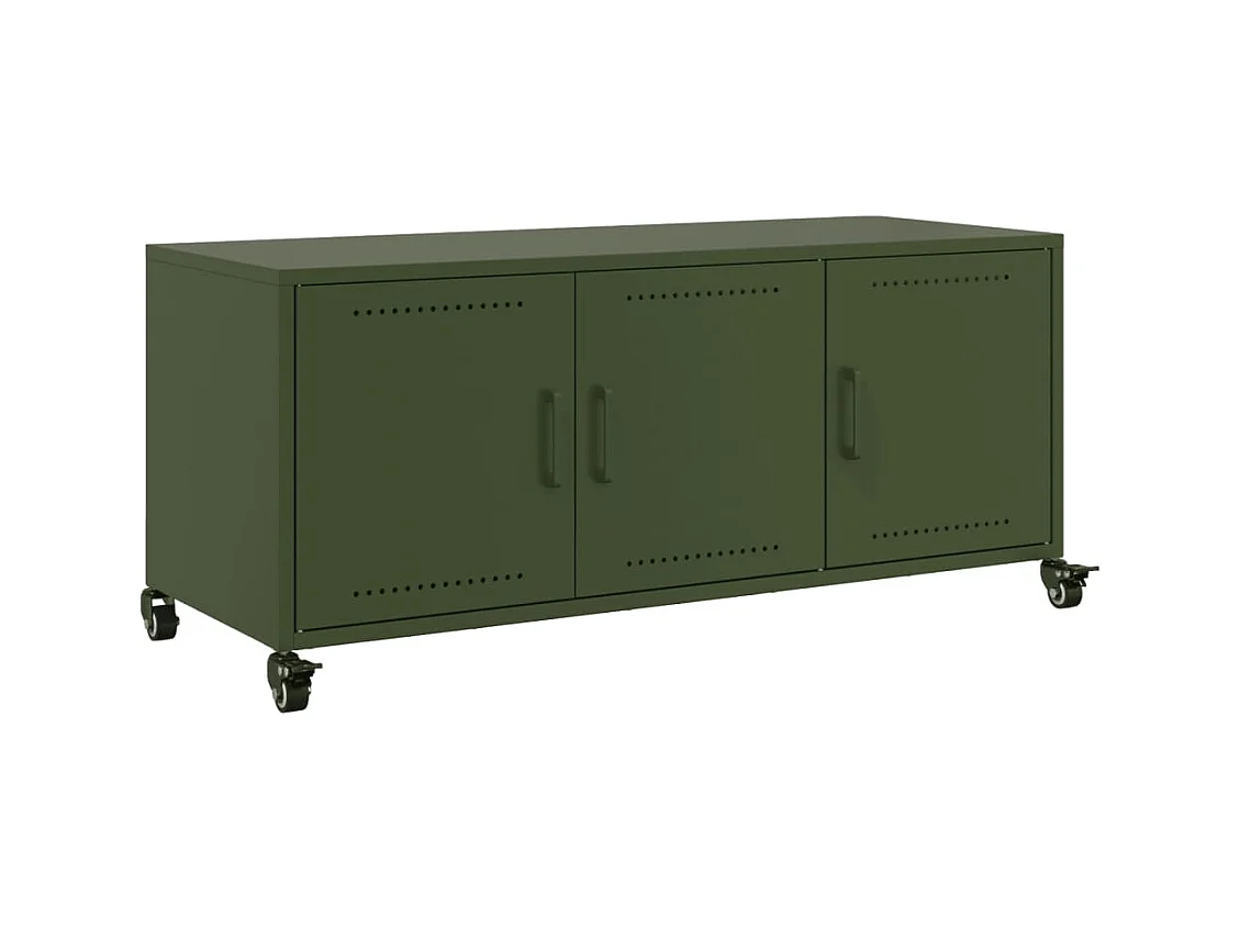 Meuble TV vert olive 100,5x39x43,5 cm acier
