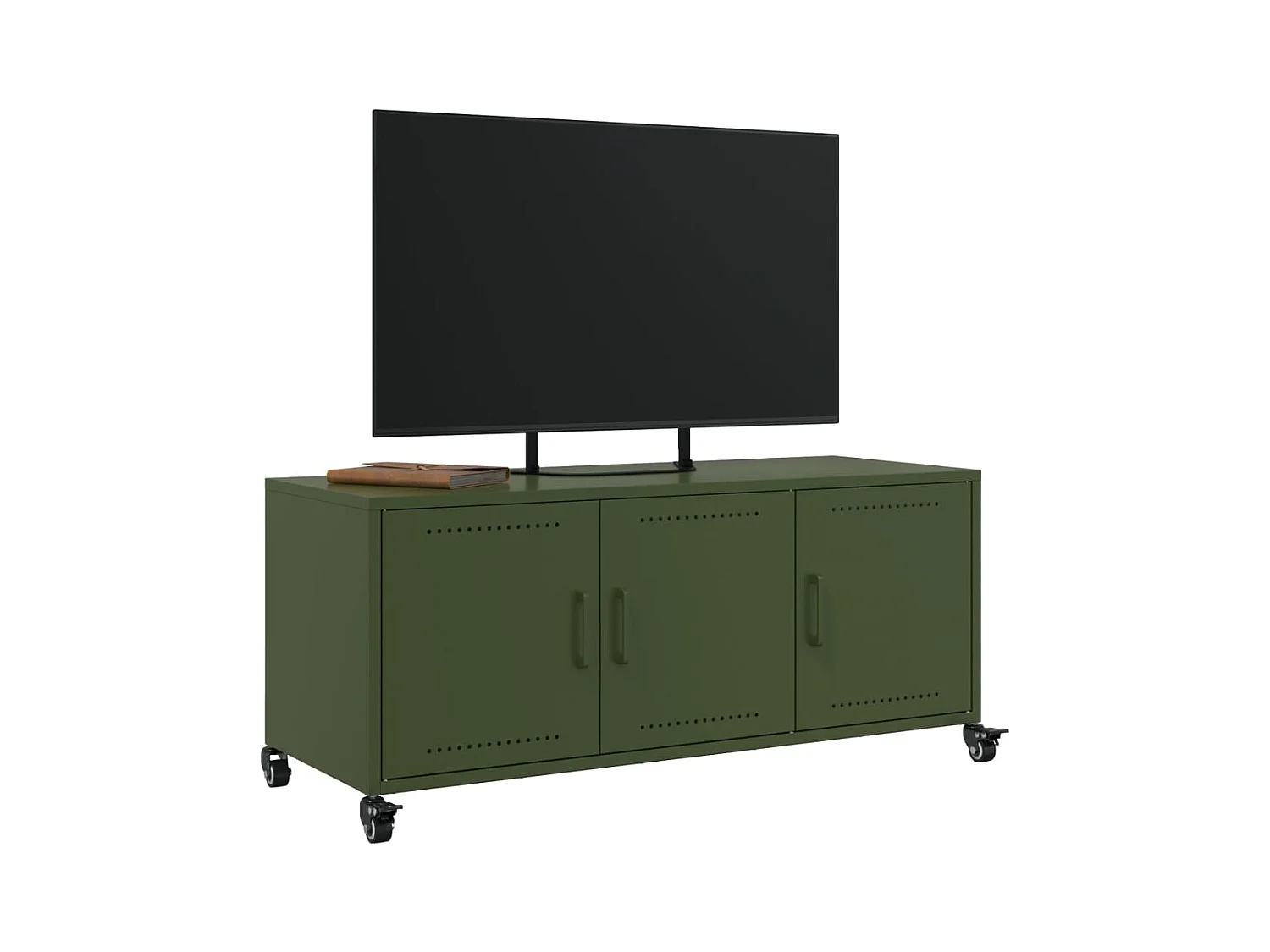 Meuble TV vert olive 100,5x39x43,5 cm acier