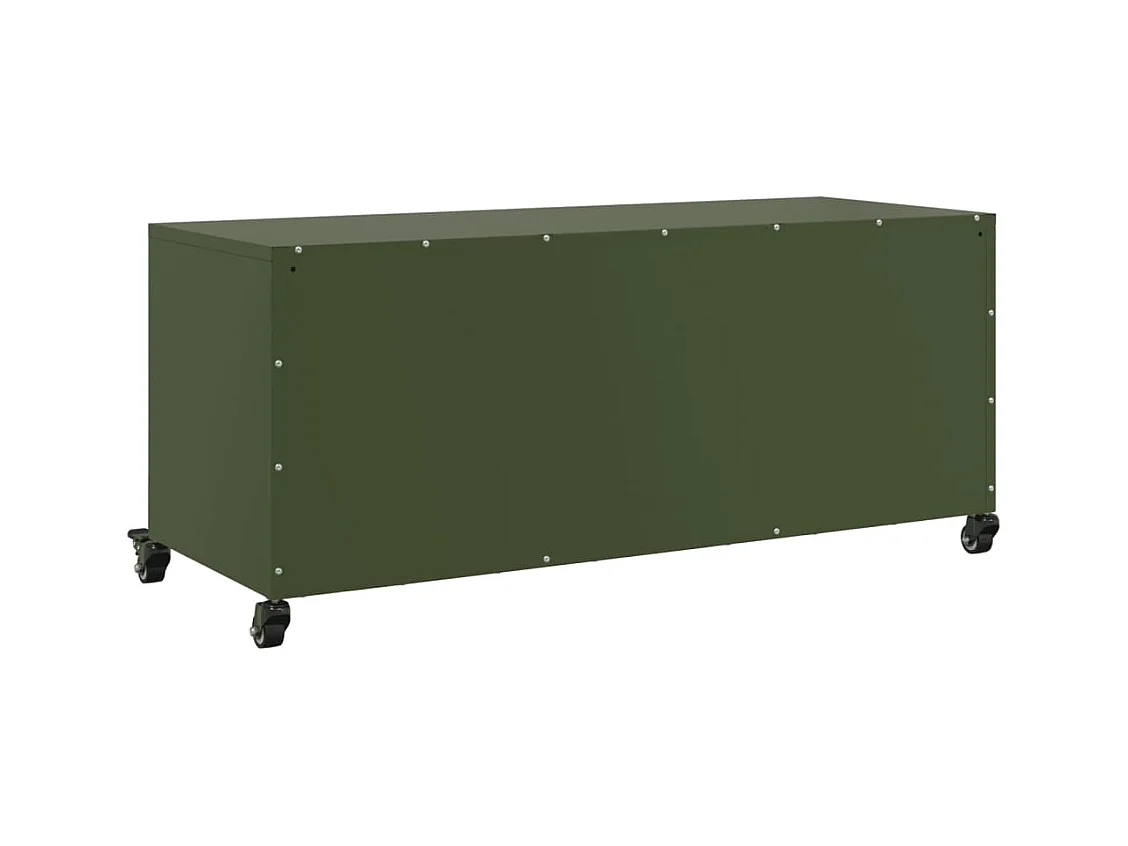 Meuble TV vert olive 100,5x39x43,5 cm acier