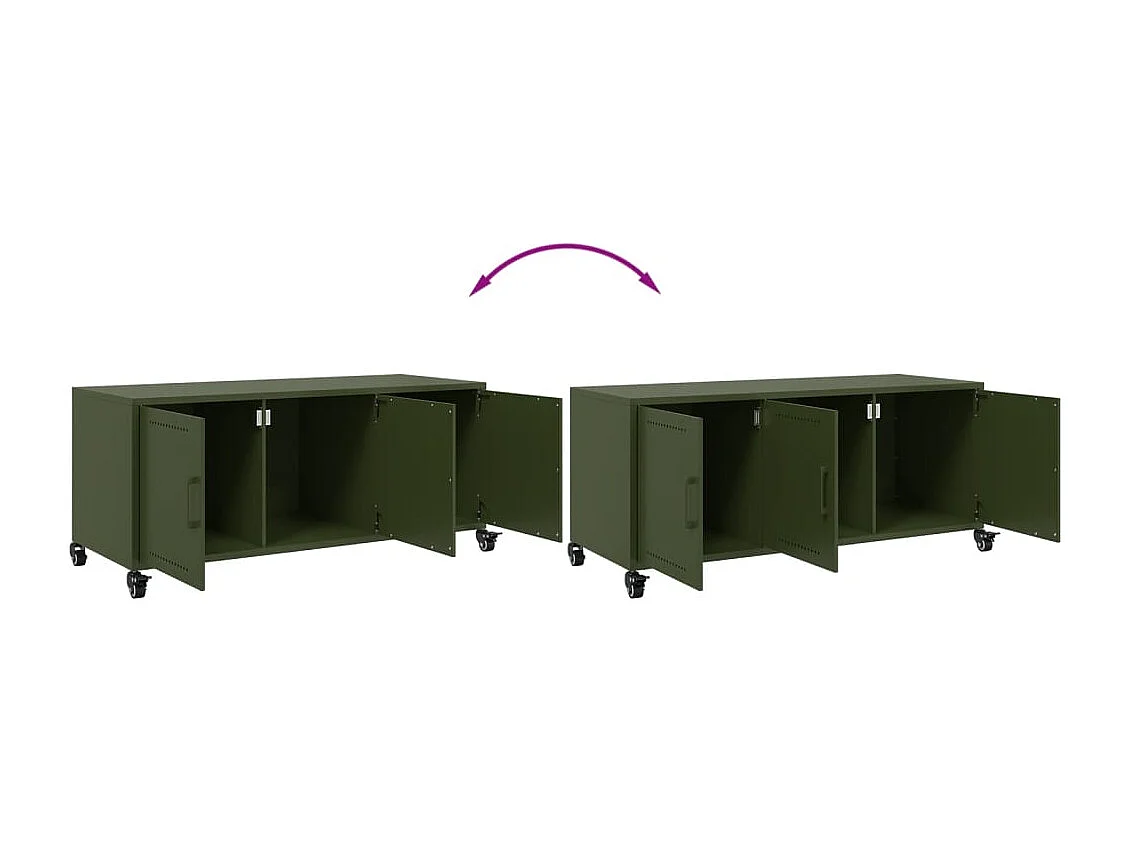 Meuble TV vert olive 100,5x39x43,5 cm acier