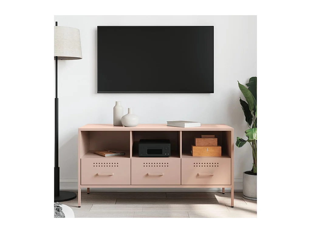 Roze tv-meubel 100,5x39x50,5 cm staal