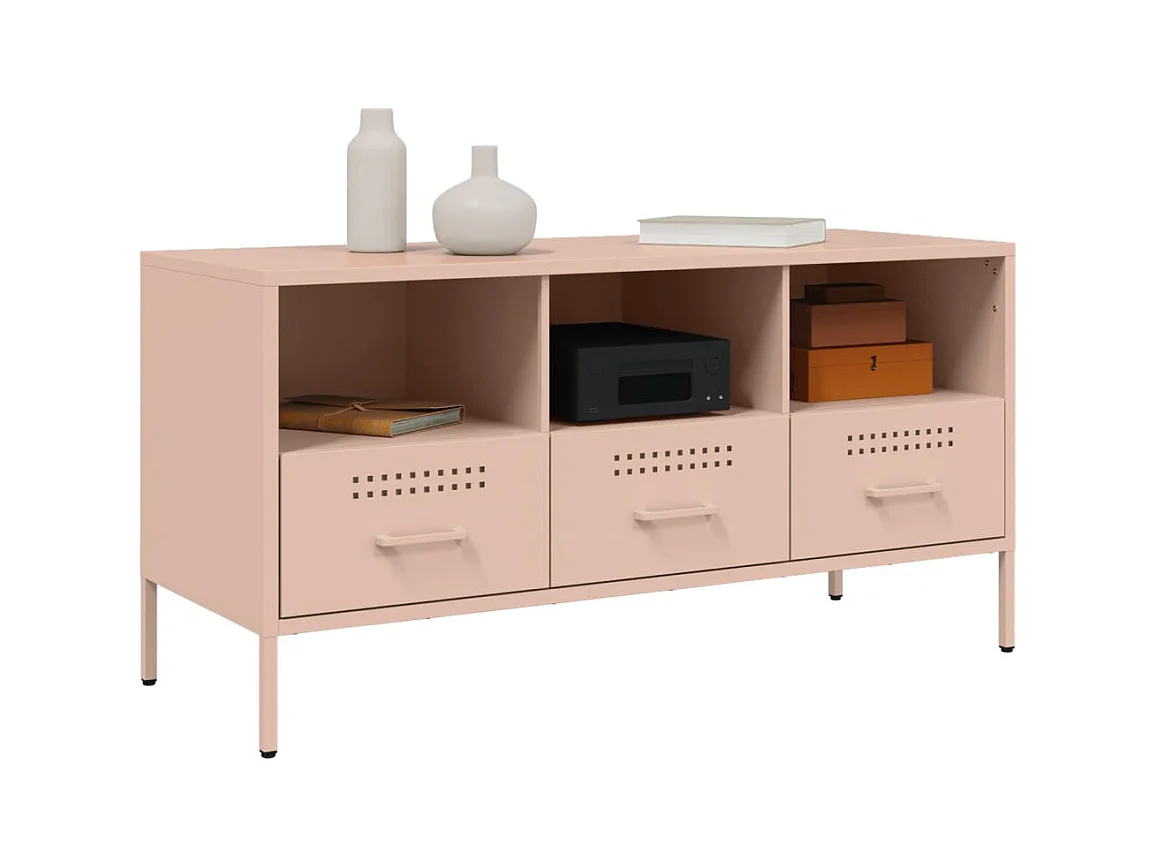 Roze tv-meubel 100,5x39x50,5 cm staal