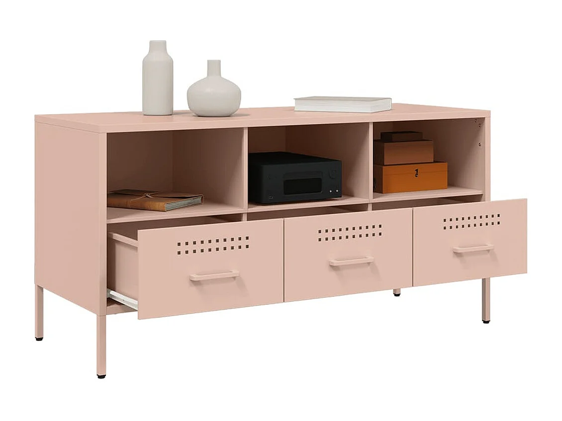 Meuble TV rose 100,5x39x50,5 cm acier