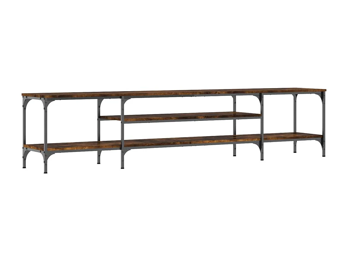 Mobile TV in rovere affumicato 201x35x45 cm in legno ingegnerizzato e ferro