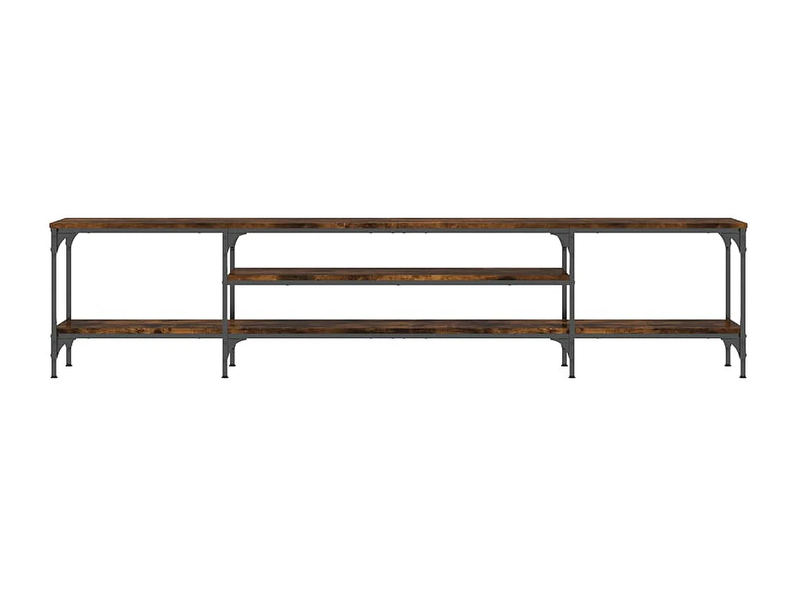 Mueble de TV roble ahumado 201x35x45 cm madera contrachapada y hierro