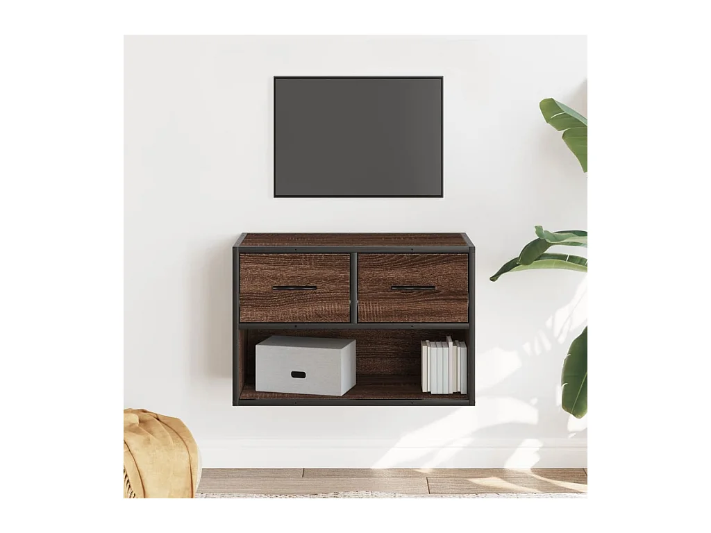 Meuble TV chêne brun 60x31x39,5 cm bois d'ingénierie et métal