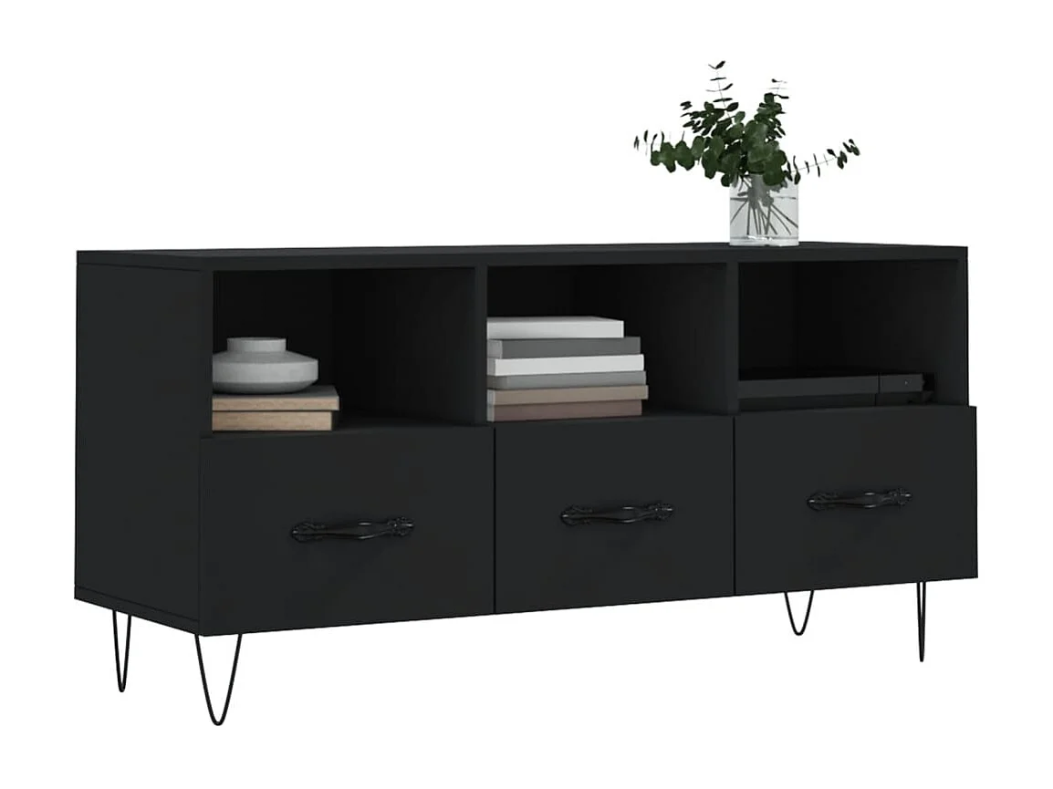 Meuble TV noir 102x36x50 cm bois d'ingénierie