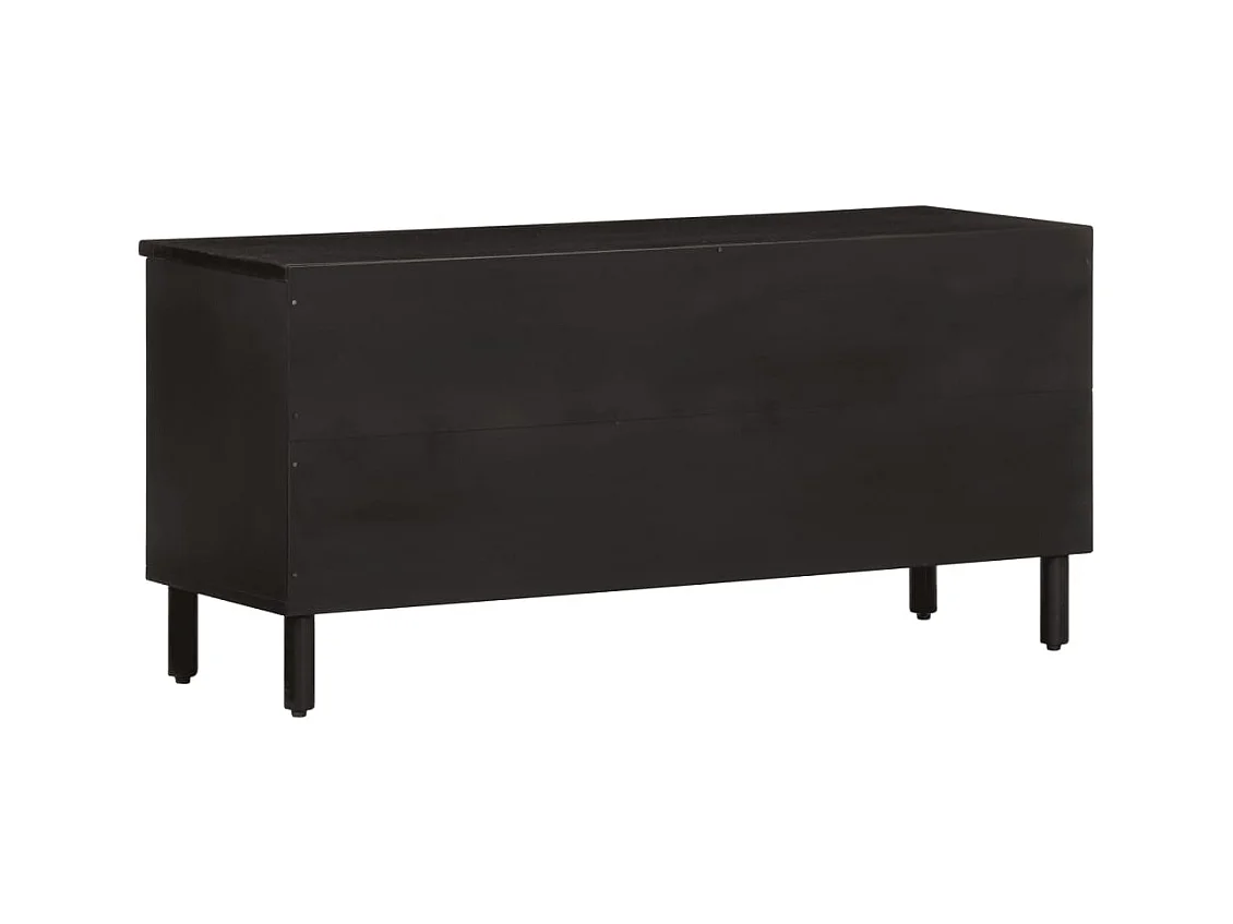 Meuble TV noir 100x33x46 cm bois massif de manguier