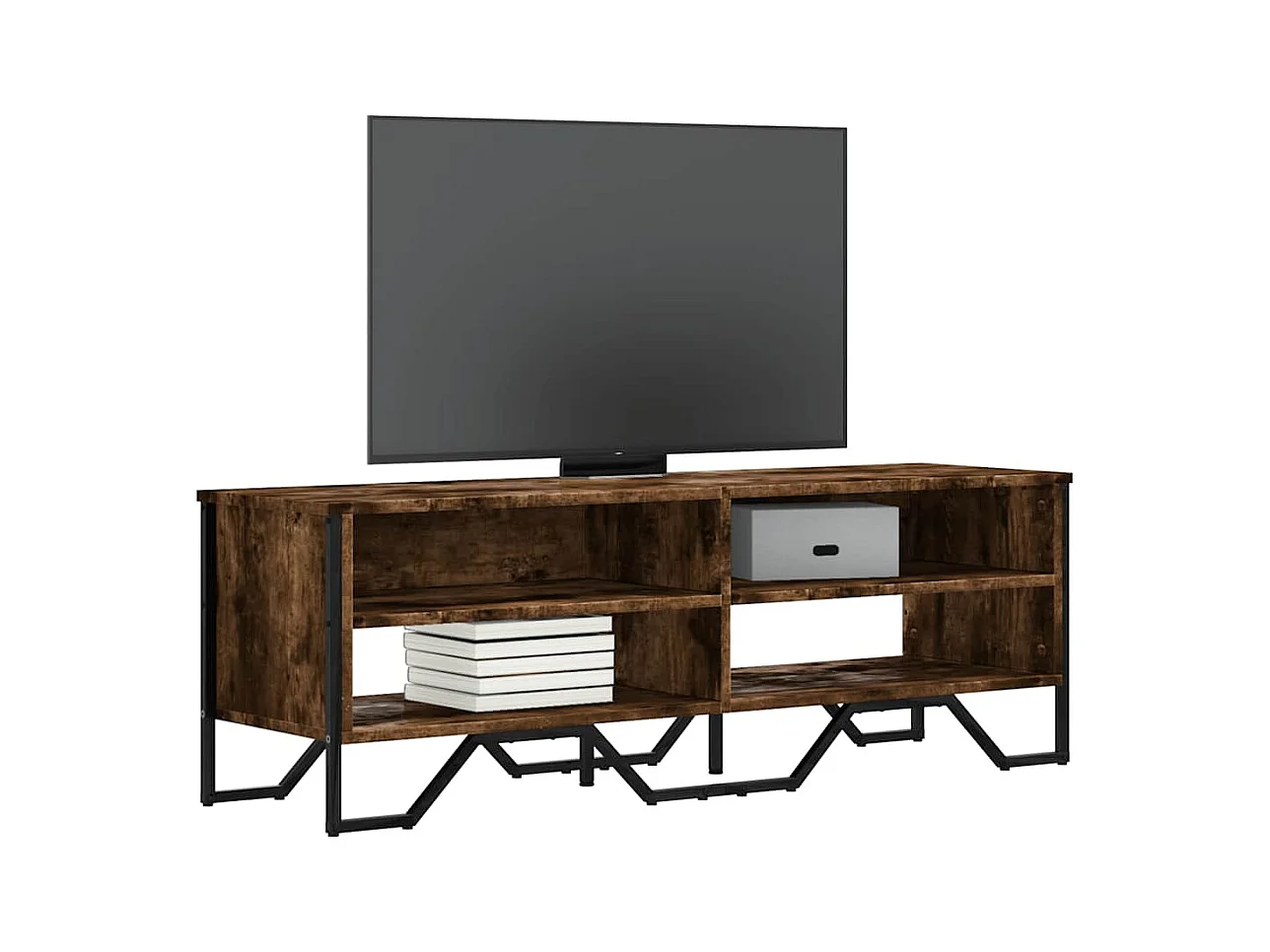 Meuble TV chêne fumé 122x34x41 cm bois d'ingénierie