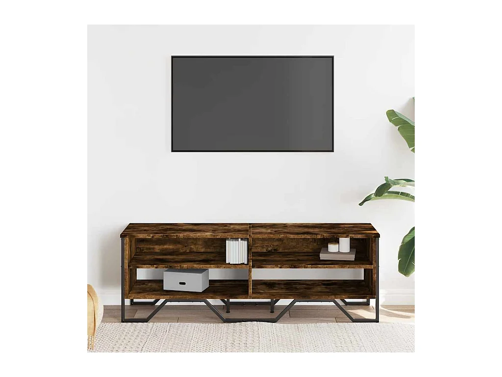 Meuble TV chêne fumé 122x34x41 cm bois d'ingénierie