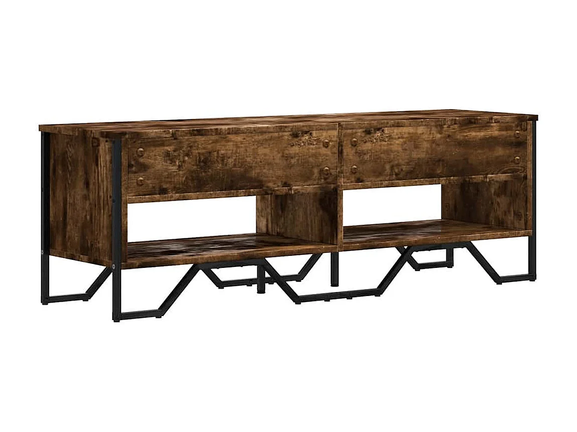 Meuble TV chêne fumé 122x34x41 cm bois d'ingénierie