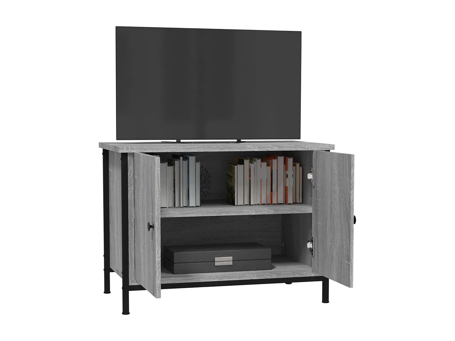 TV-Schrank mit Türen Sonomagrau 60x35x45 cm Holzwerkstoff