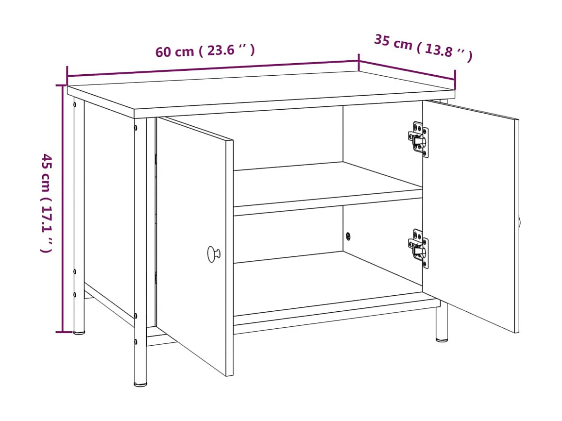TV-Schrank mit Türen Sonomagrau 60x35x45 cm Holzwerkstoff