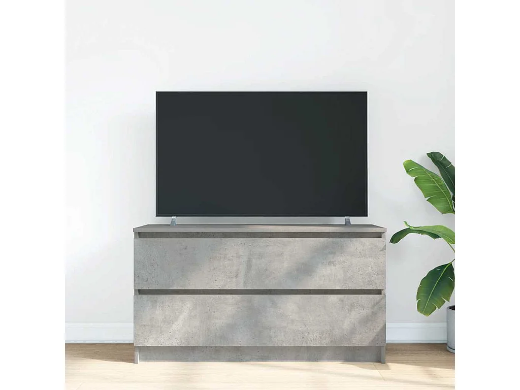 Meuble TV gris béton 100x35x54 cm bois d'ingénierie