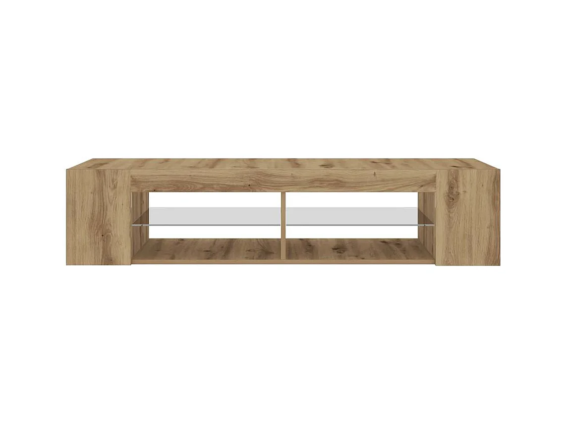 Meuble TV avec lumières LED chêne artisanal bois d'ingénierie