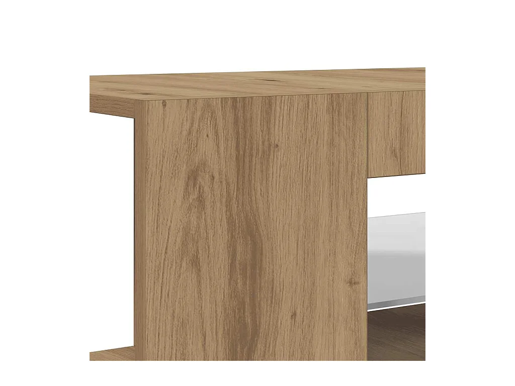 Meuble TV avec lumières LED chêne artisanal bois d'ingénierie