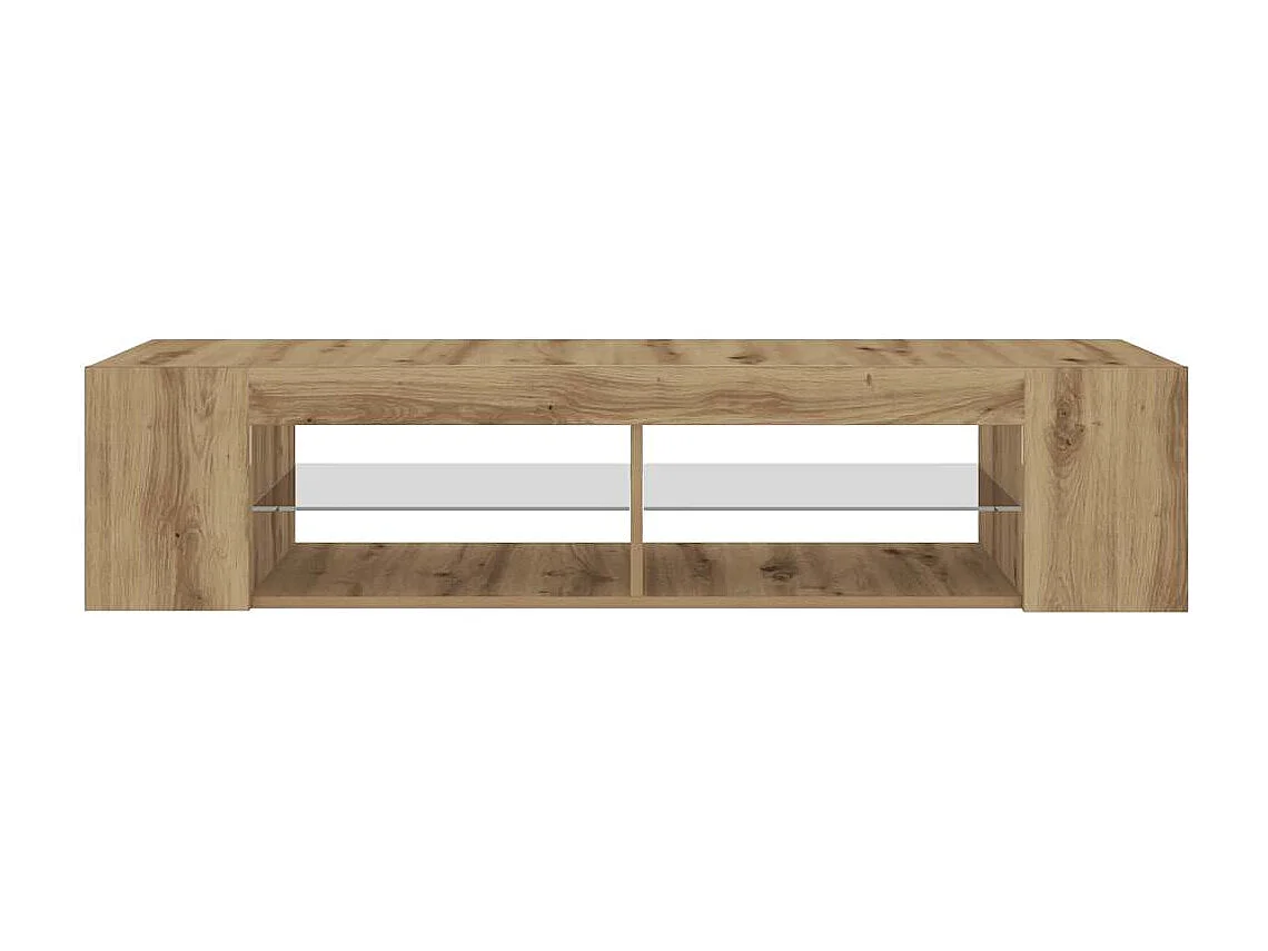 Meuble TV avec lumières LED chêne artisanal bois d'ingénierie