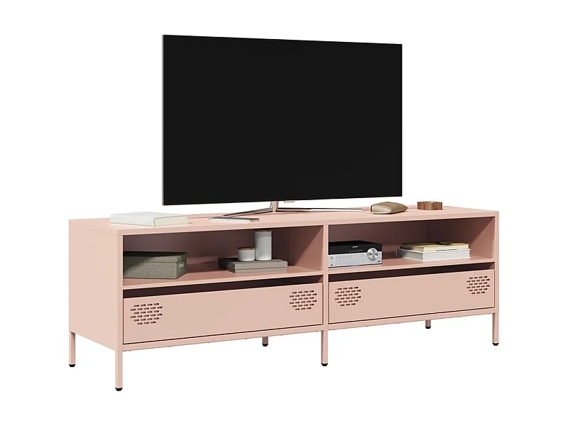 Mobile porta TV rosa 135x39x43,5 cm in acciaio laminato a freddo