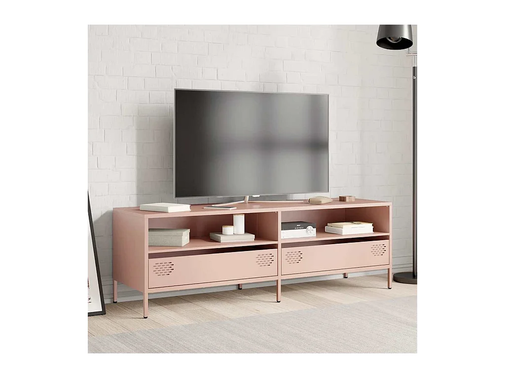 Mobile porta TV rosa 135x39x43,5 cm in acciaio laminato a freddo