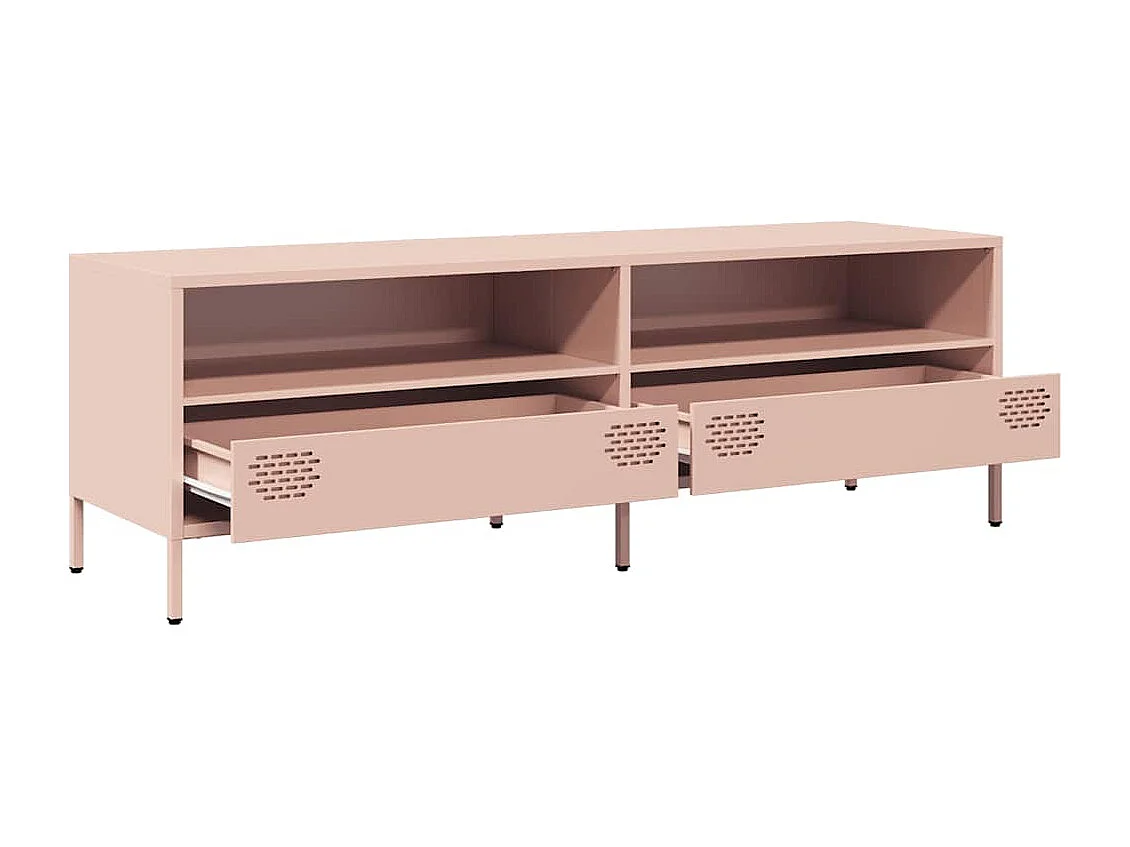 Meuble TV rose 135x39x43,5 cm acier laminé à froid
