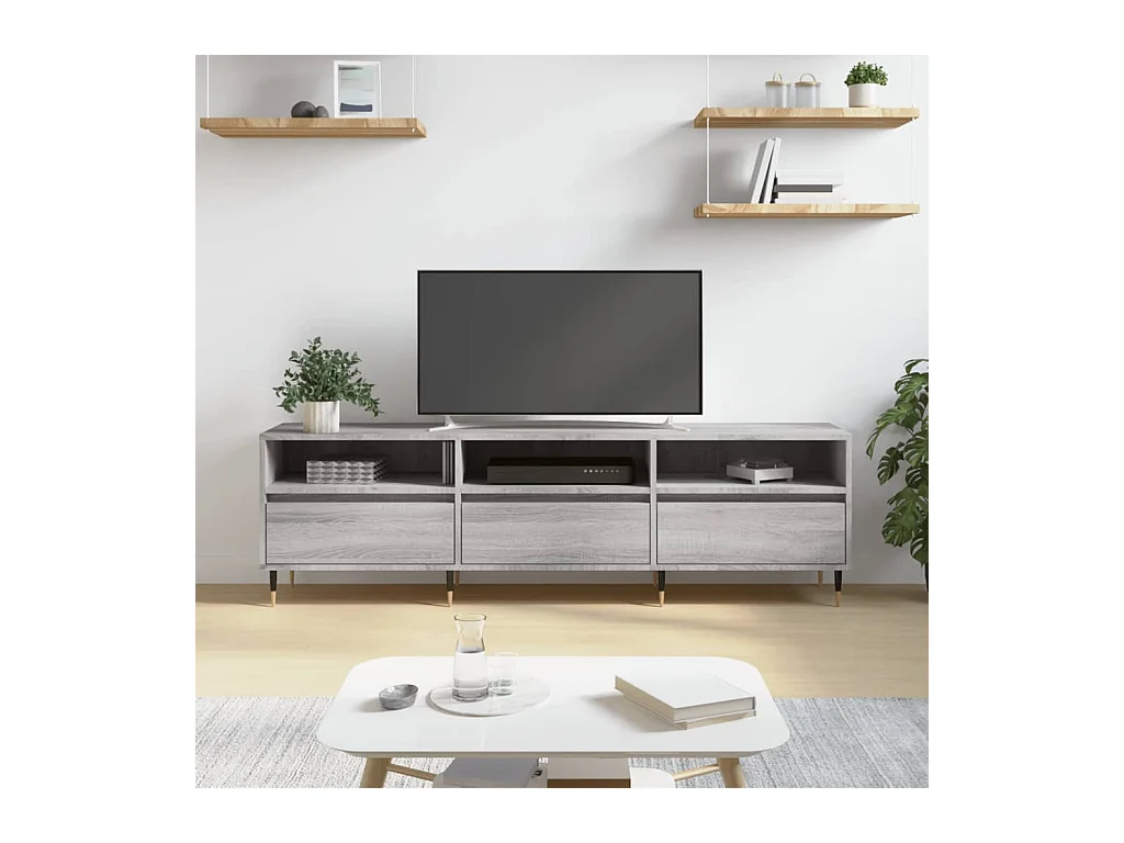 Mobile TV grigio Sonoma 150x30x44,5 cm in legno ingegnerizzato