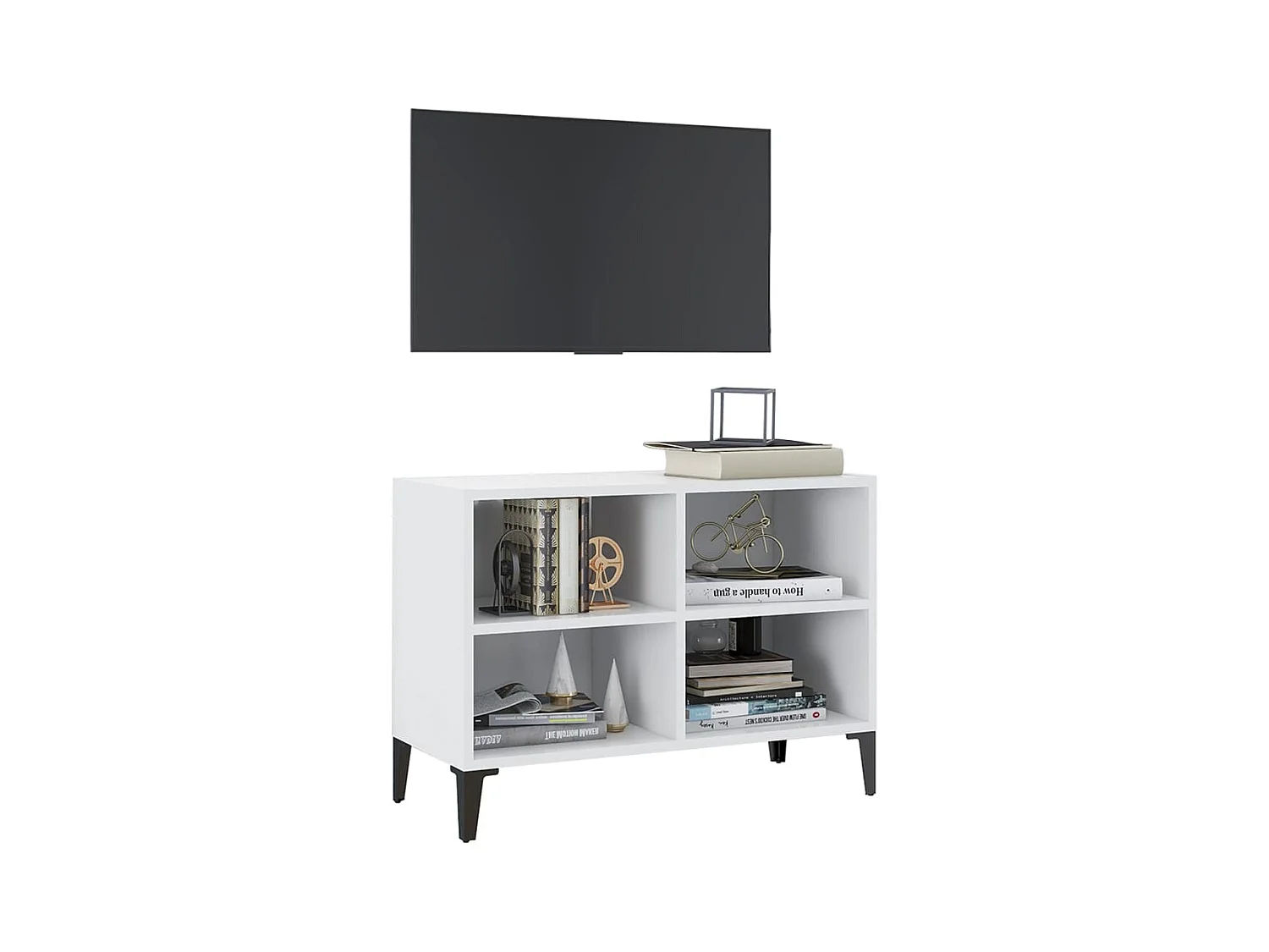 Meuble TV avec pieds en métal Blanc 69,5x30x50 cm