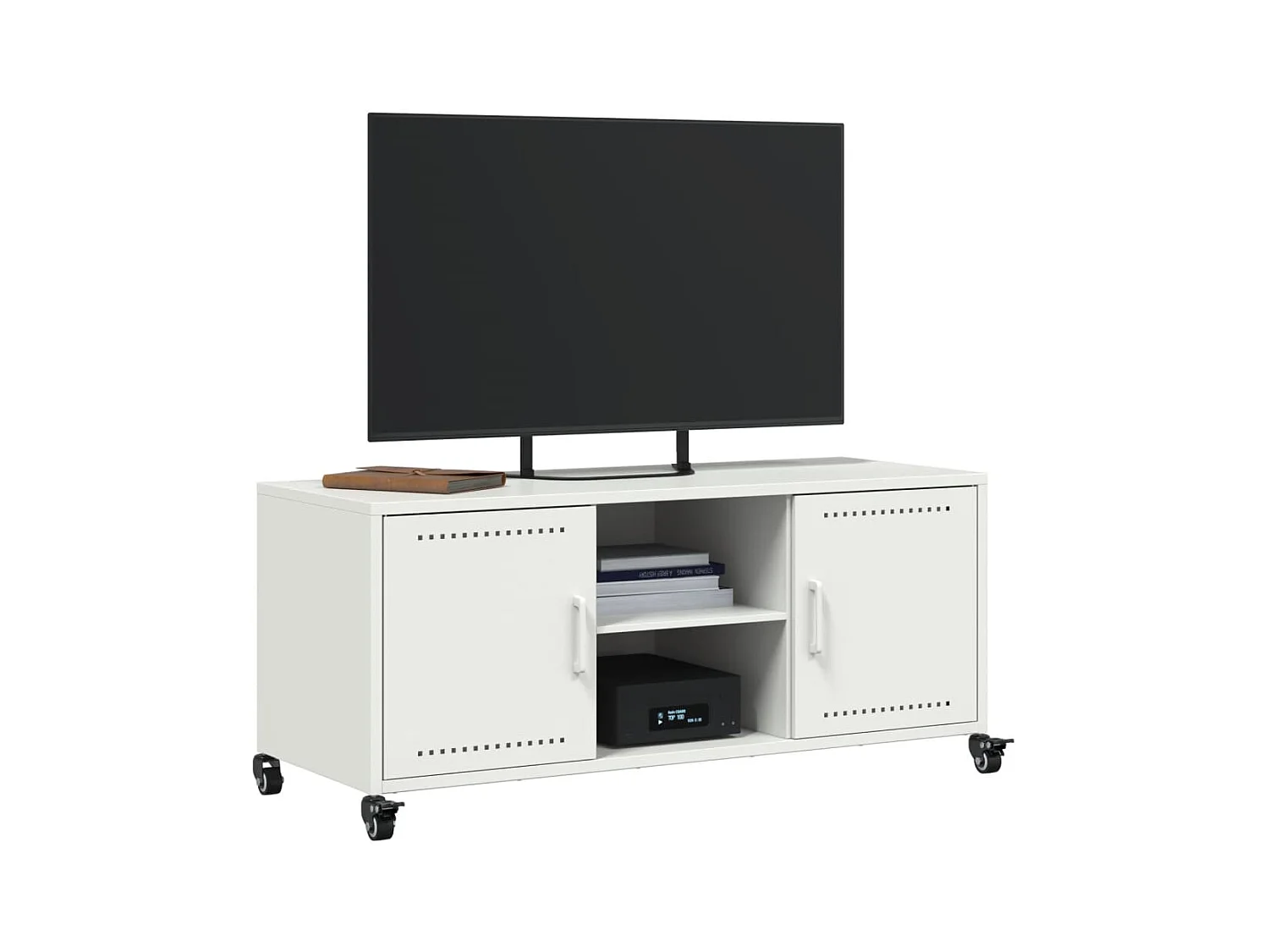 Meuble TV blanc 100,5x39x43,5 cm acier