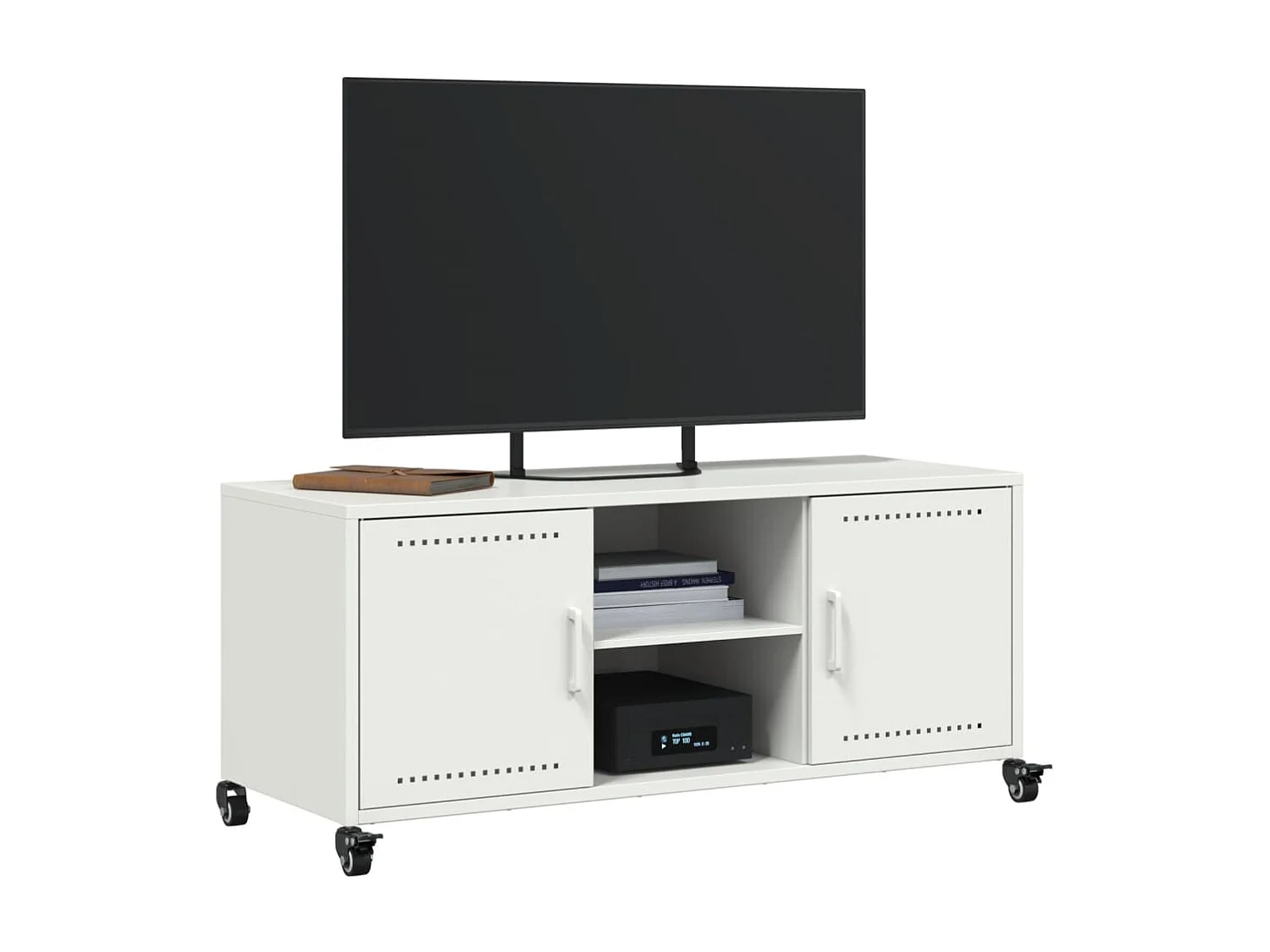 Meuble TV blanc 100,5x39x43,5 cm acier