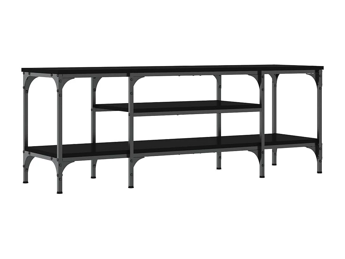 Schwarzer TV-Schrank 121x35x45 cm aus Holzwerkstoff und Eisen