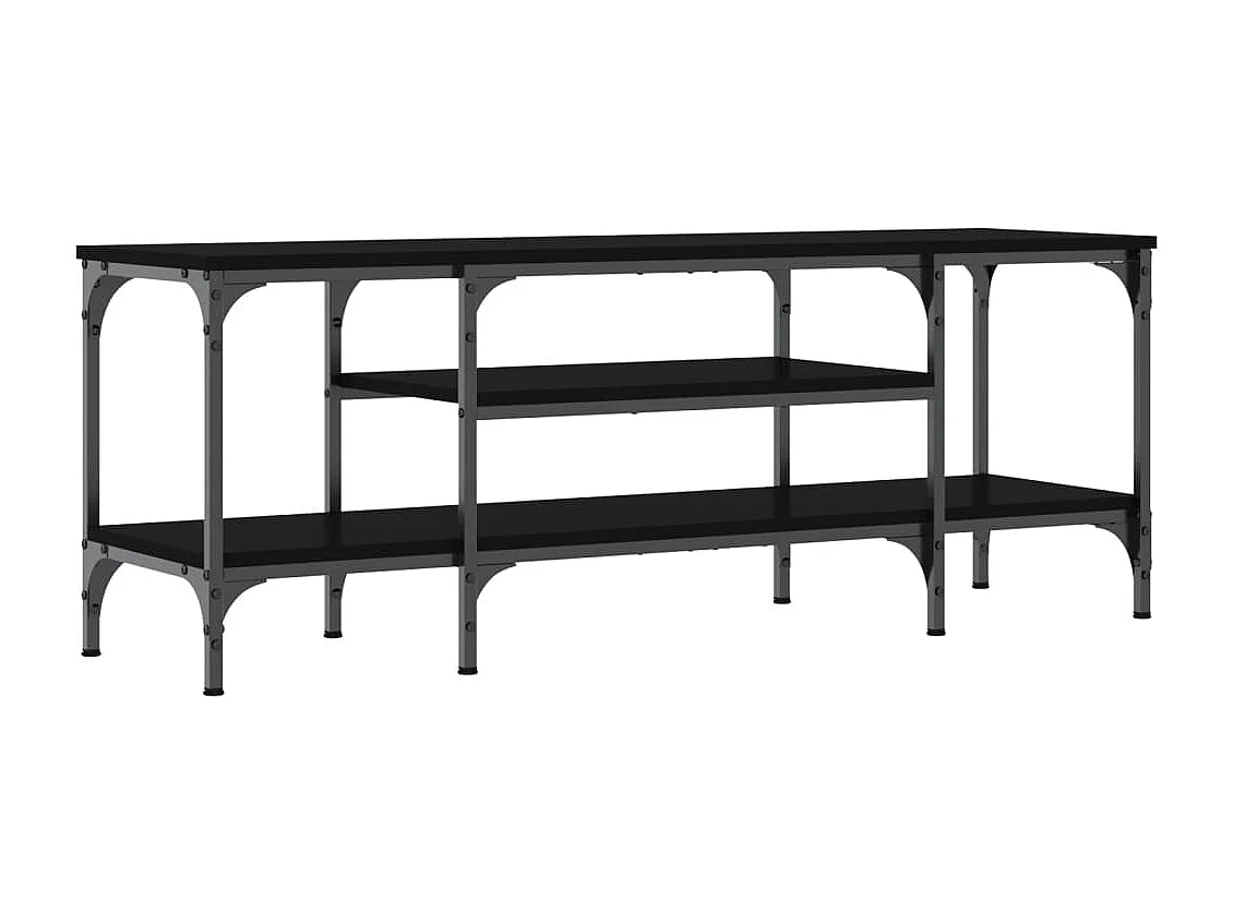 Schwarzer TV-Schrank 121x35x45 cm aus Holzwerkstoff und Eisen