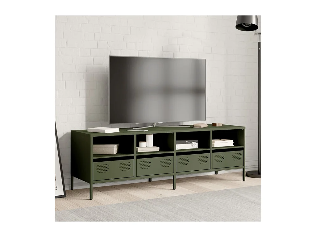 Olijfgroene tv-kast 135x39x43,5 cm koudgewalst staal