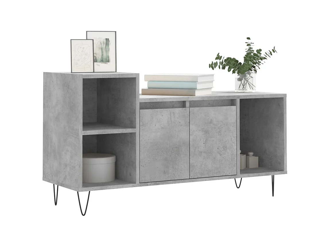 Meuble TV Gris béton 100x35x55 cm Bois d'ingénierie
