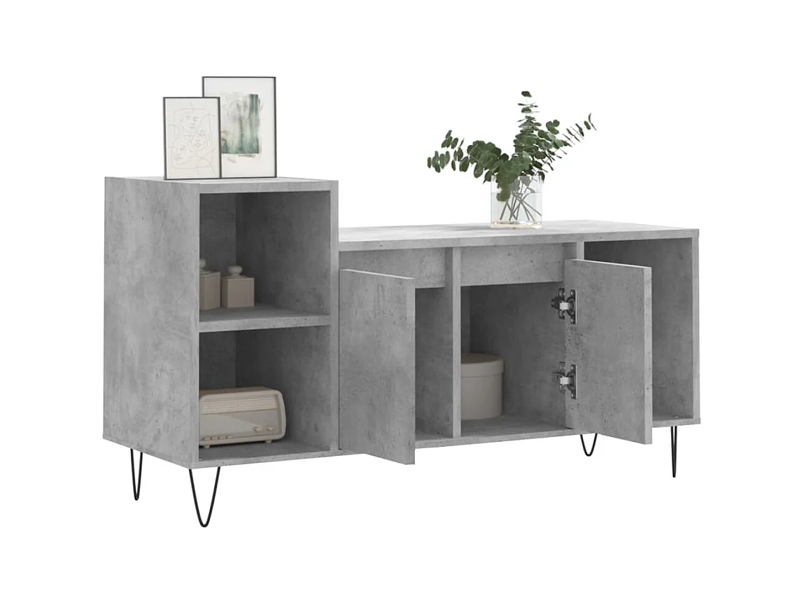 Meuble TV Gris béton 100x35x55 cm Bois d'ingénierie