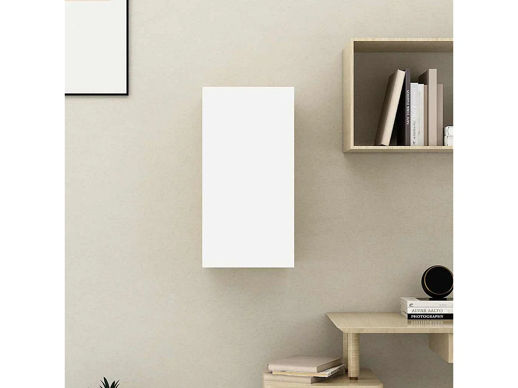 Meuble TV Blanc et chêne sonoma 30,5x30x60 cm Bois d’ingénierie