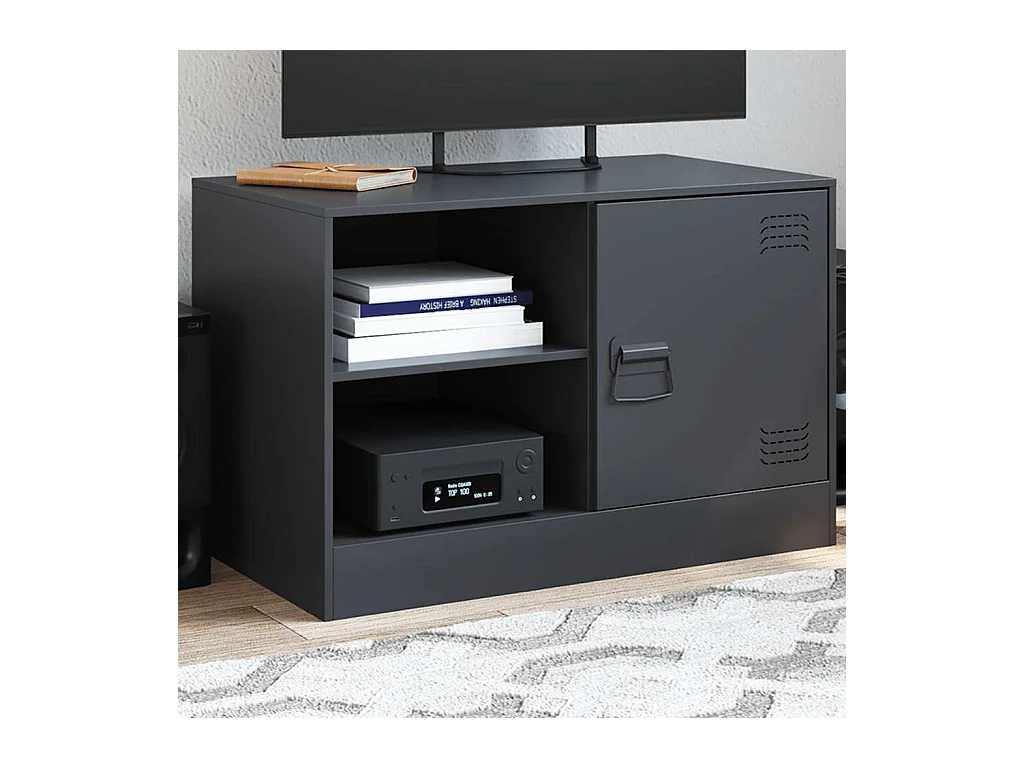 Meuble TV noir 67x39x44 cm acier