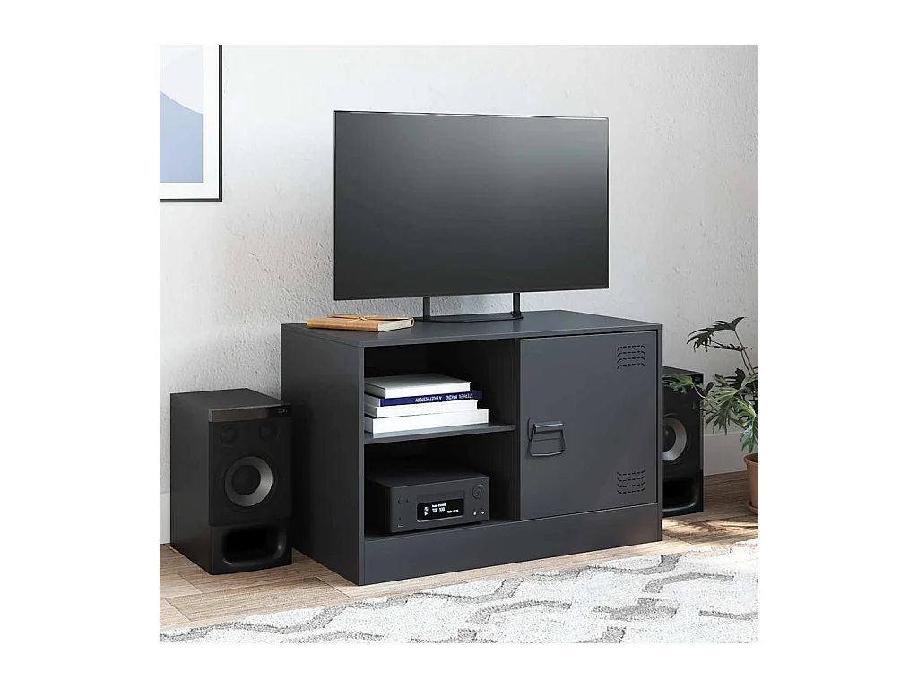 Meuble TV noir 67x39x44 cm acier
