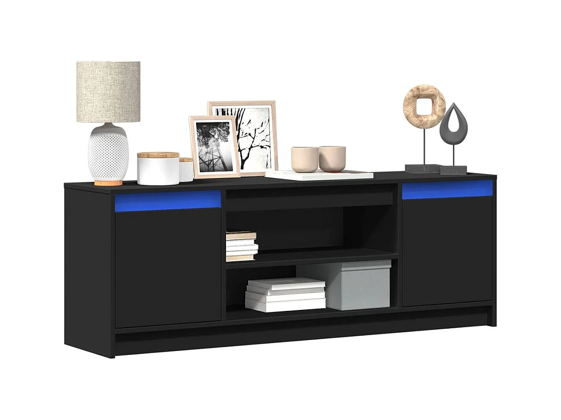 Meuble TV avec LED noir 139,5x34x50 cm bois d'ingénierie
