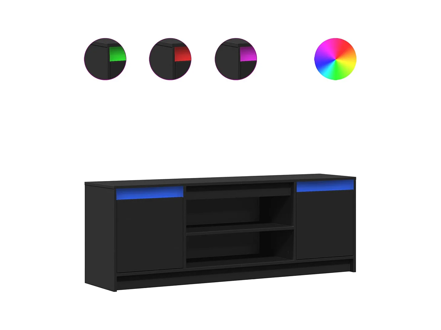 Meuble TV avec LED noir 139,5x34x50 cm bois d'ingénierie