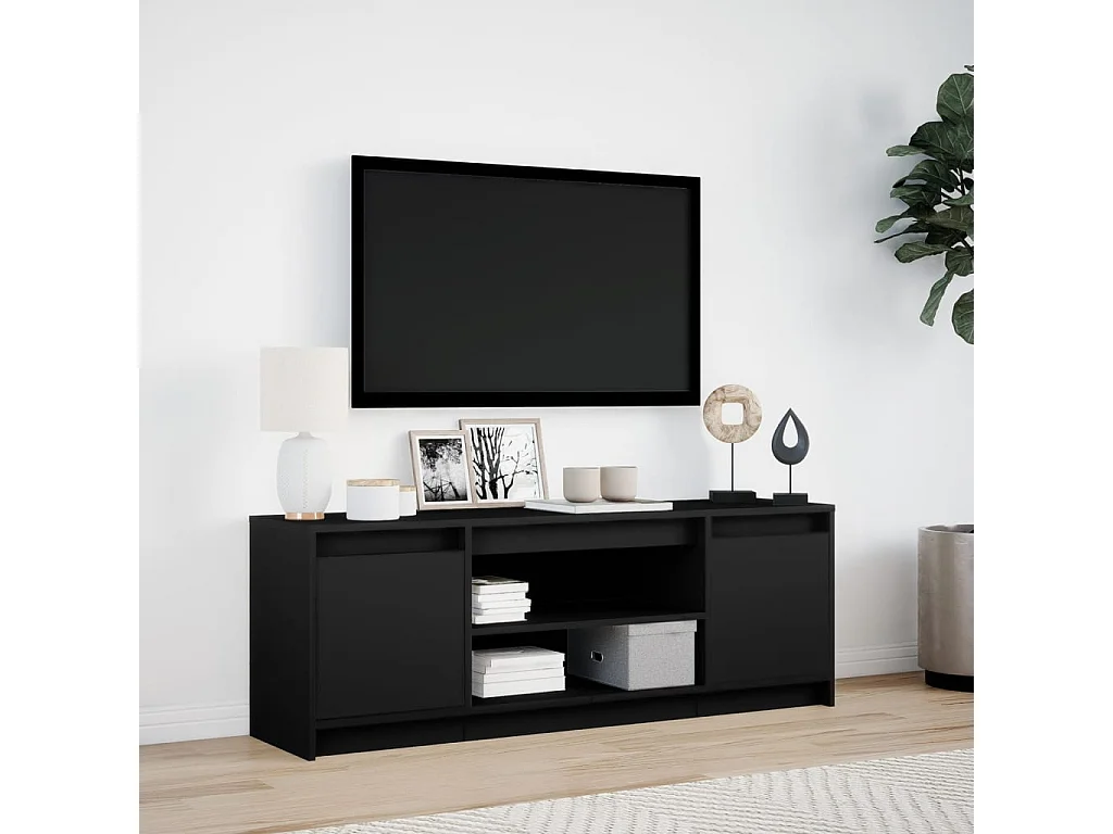 Meuble TV avec LED noir 139,5x34x50 cm bois d'ingénierie