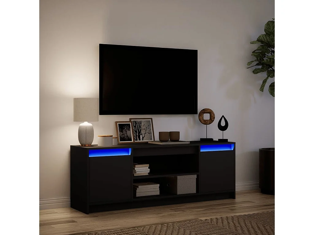 Meuble TV avec LED noir 139,5x34x50 cm bois d'ingénierie