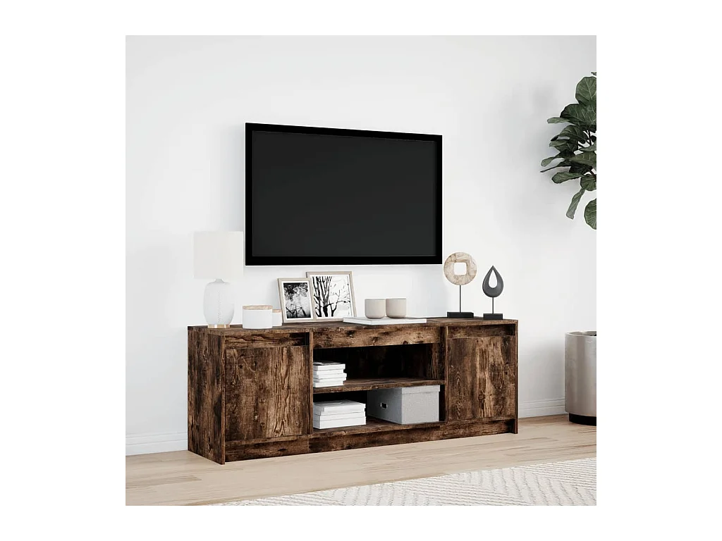 Meuble TV avec LED chêne fumé 139,5x34x50 cm bois d'ingénierie