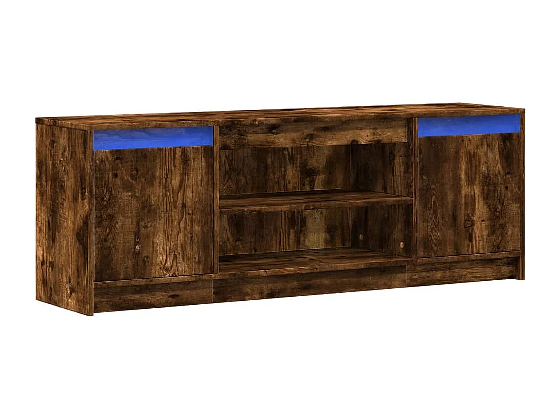 Meuble TV avec LED chêne fumé 139,5x34x50 cm bois d'ingénierie