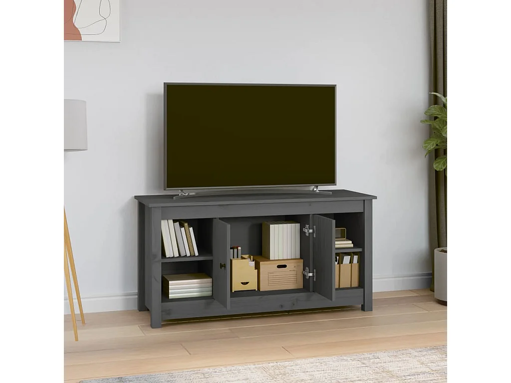 Grijze tv-kast 103x36,5x52 cm Massief grenenhout