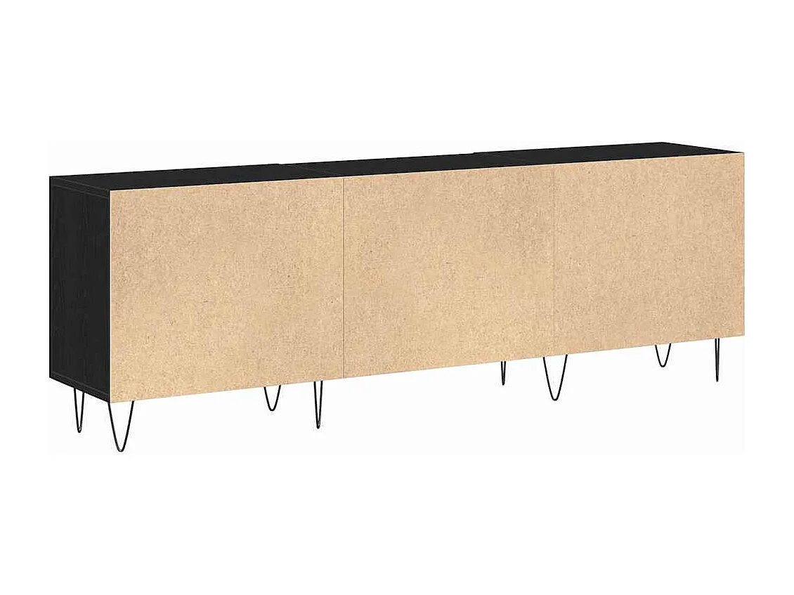 Meuble TV Noir Chêne 150x30x50 cm Bois d'ingénierie