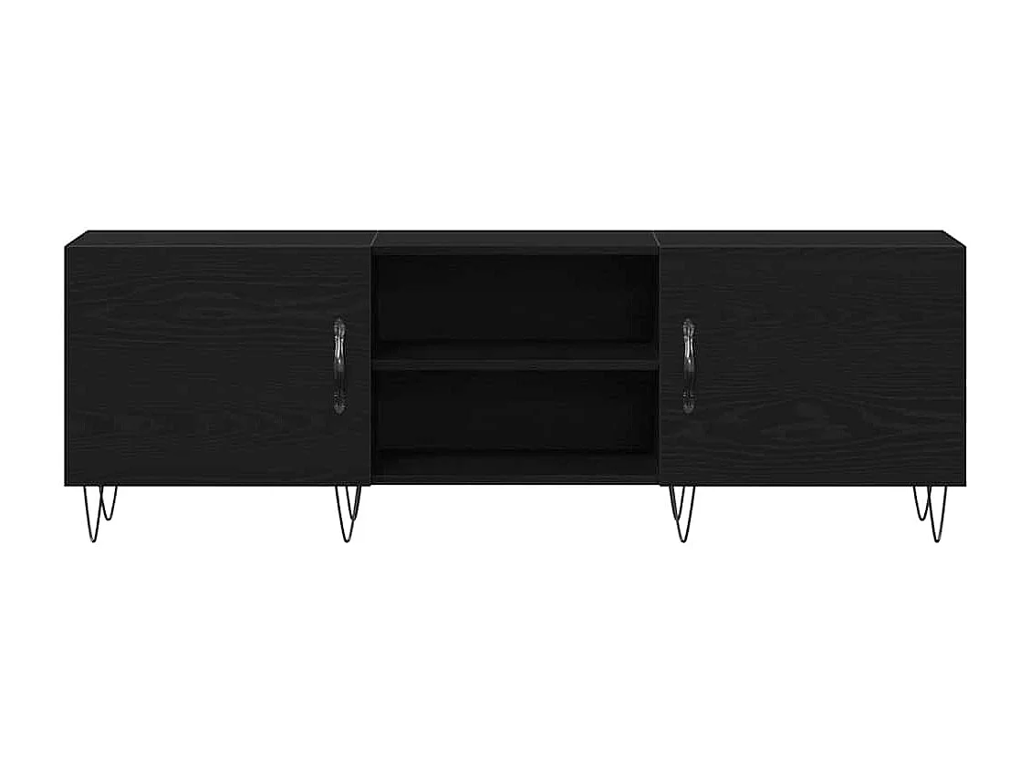 Meuble TV Noir Chêne 150x30x50 cm Bois d'ingénierie