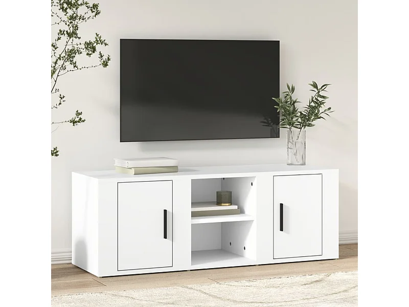 Meuble TV Blanc 100x31,5x35 cm Bois d'ingénierie